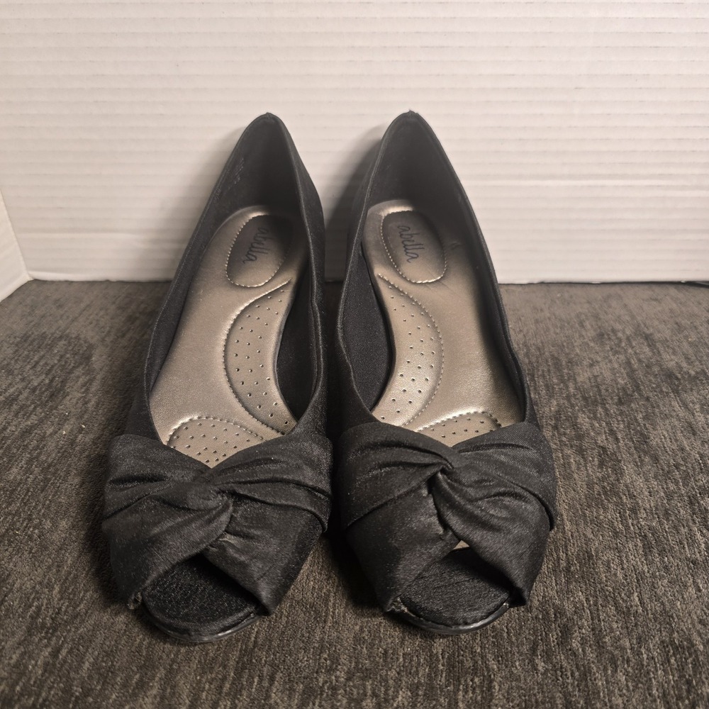 Abella Laura Peep-Toe Kitten‎ Heels Womens Size 7 Black